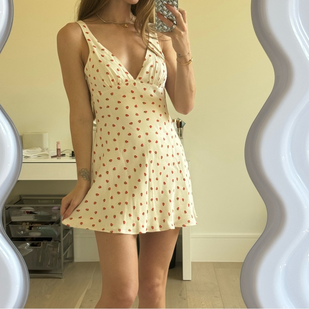 Zara Satin Strawberry Mini Dress